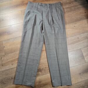 Vintage Corbin Dress Pants Mens 34x31 Plaid Pleated Cuffed USA 90s Preppy
